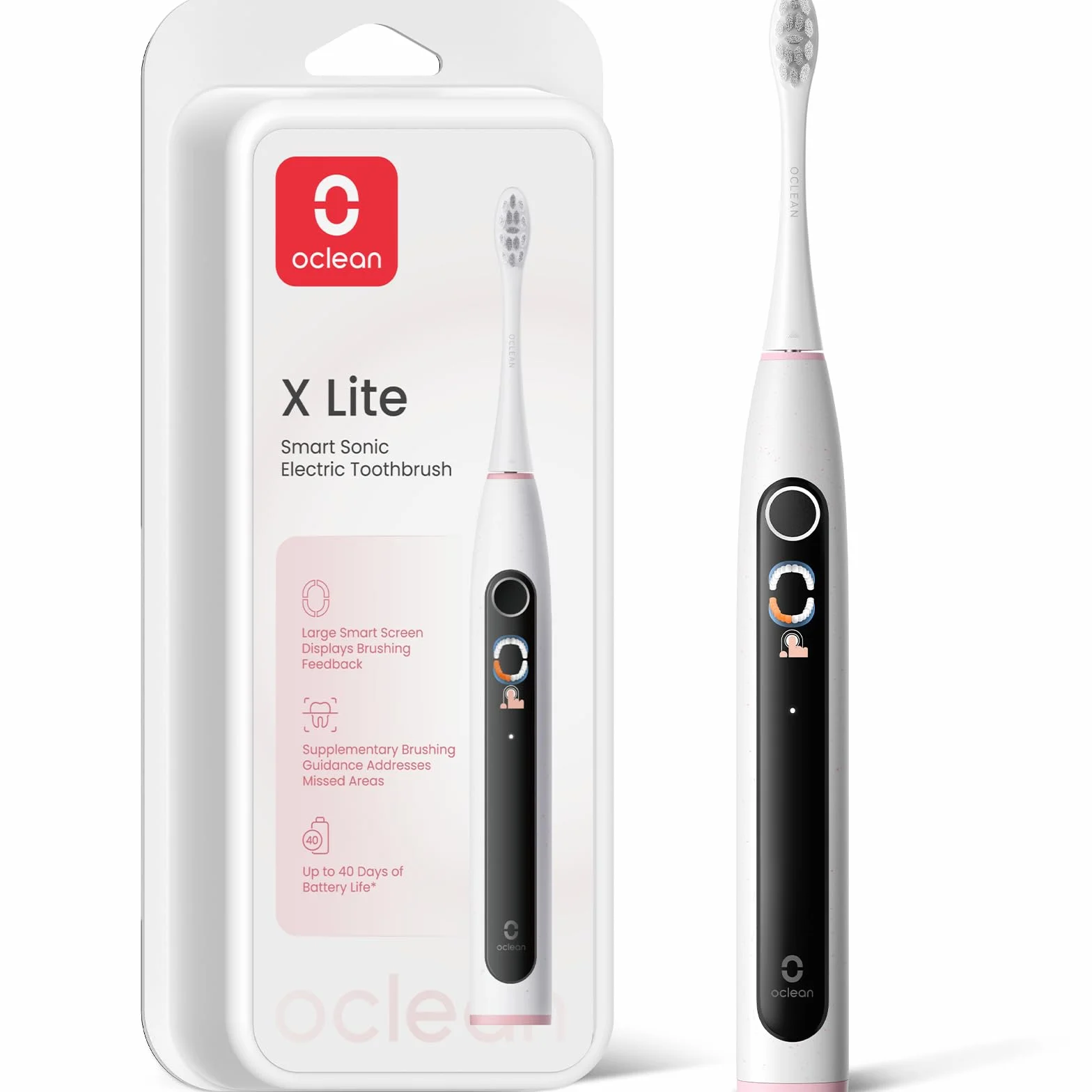 X Lite Electric Toothbrush for Adults, Travel Toothbrush with Screen Display 5 Modes, 40 Days Battery Life