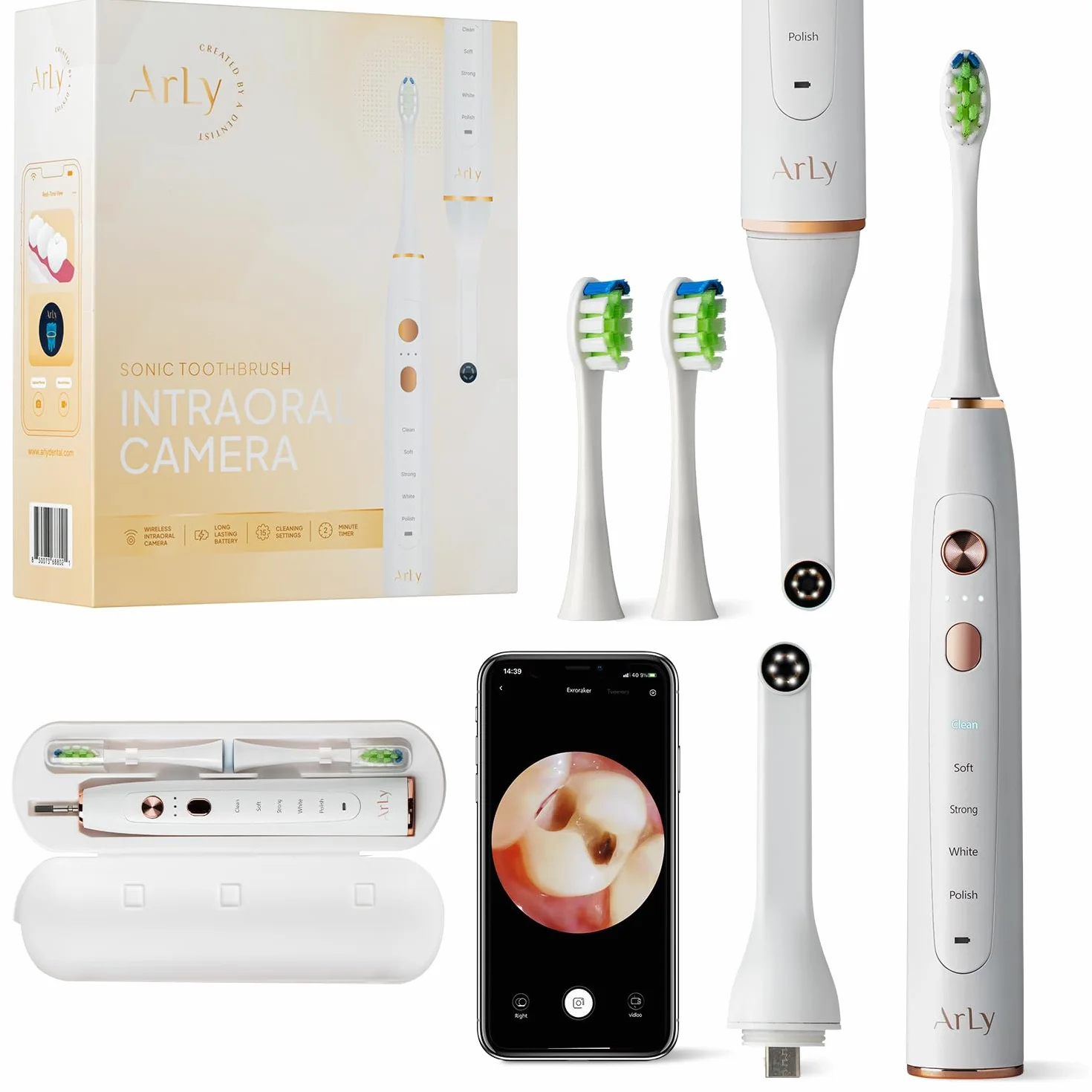 Cam-Brush 1 - Wireless Intraoral Camera & Sonic Electric Toothbrush for Adults - White