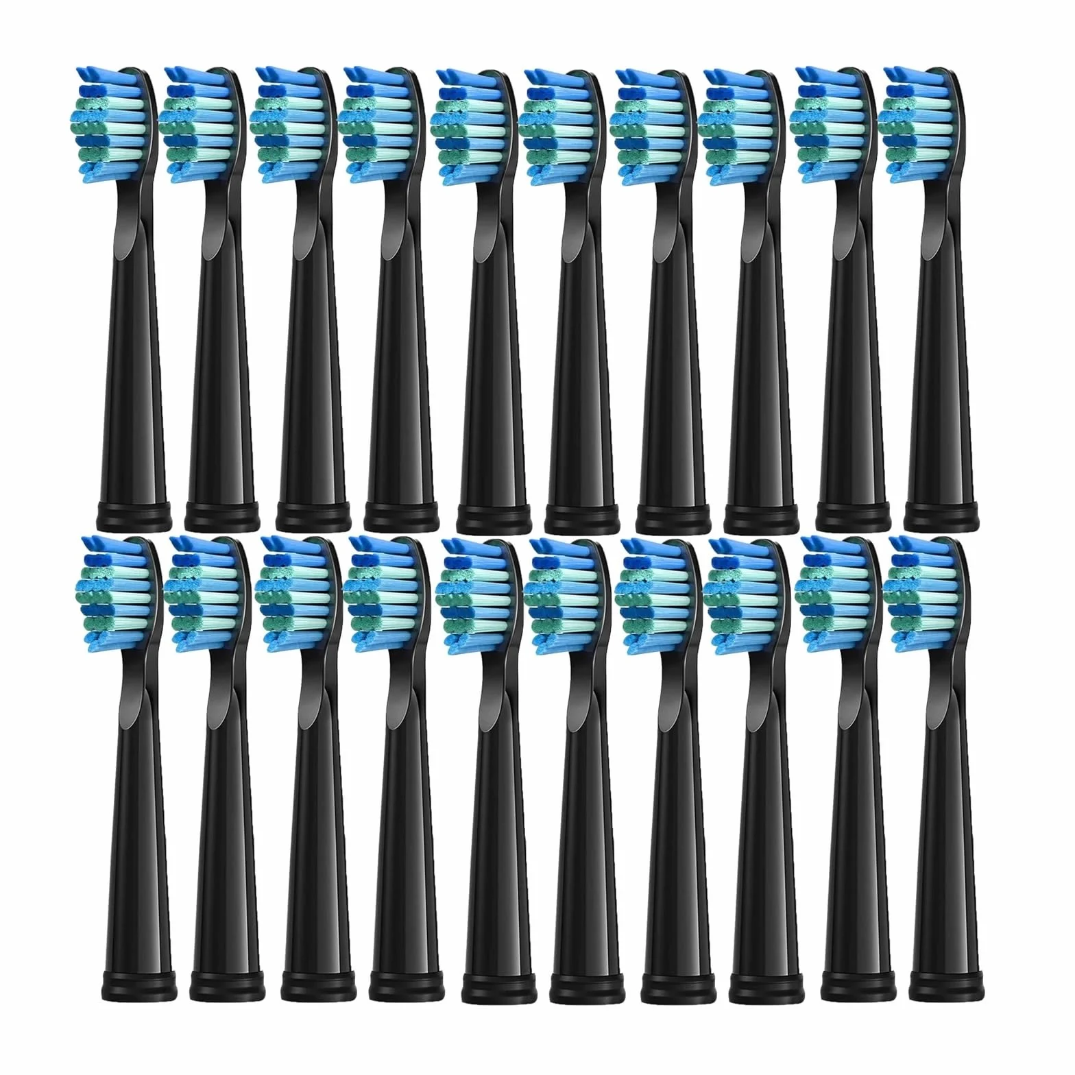 Electric Toothbrush Heads Compatible for D7/D8/FW507/FW508/FW551/917/959/SG-E9 Moderately Soft Bristles Brush (20pcs Black)