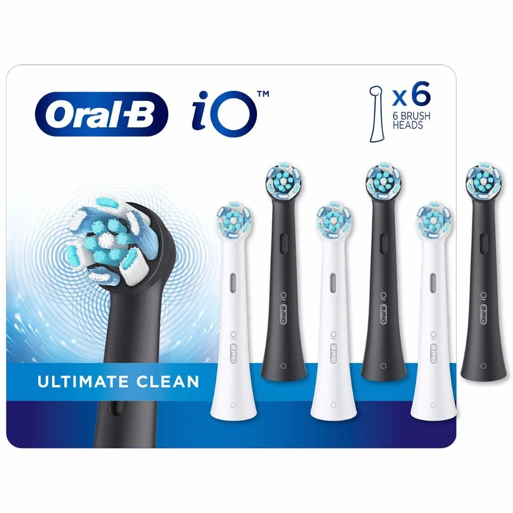 iO Ultimate Clean Replacement Brush Heads, 6-Count White, Black 6 Count (Pack of 1)