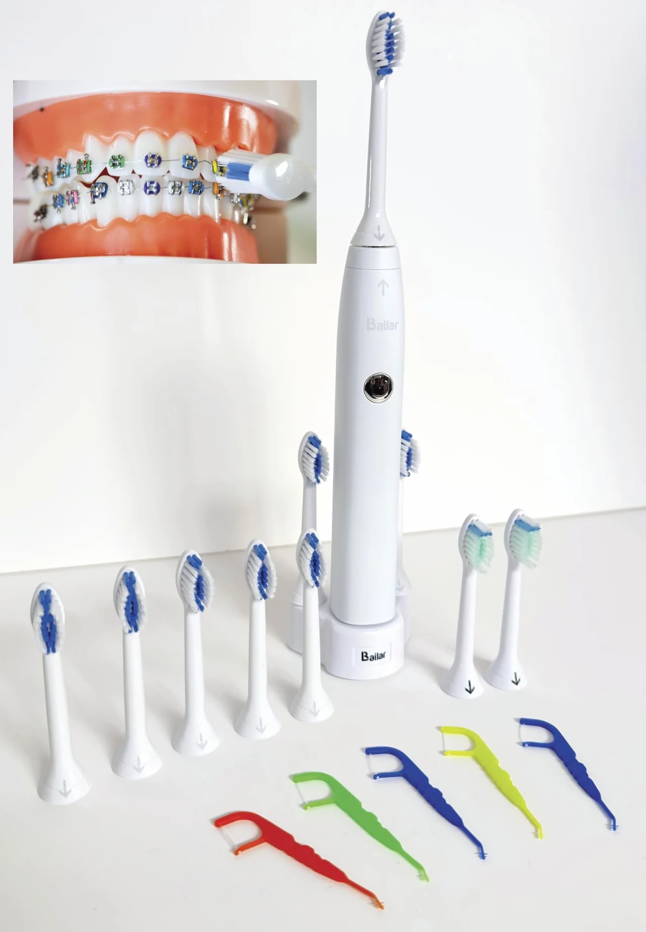 Electric Toothbrush Complete Care Kit for  with 8 Heads Bonus 2 AFTERCARE, 12 (Pack) Ortho Floss.