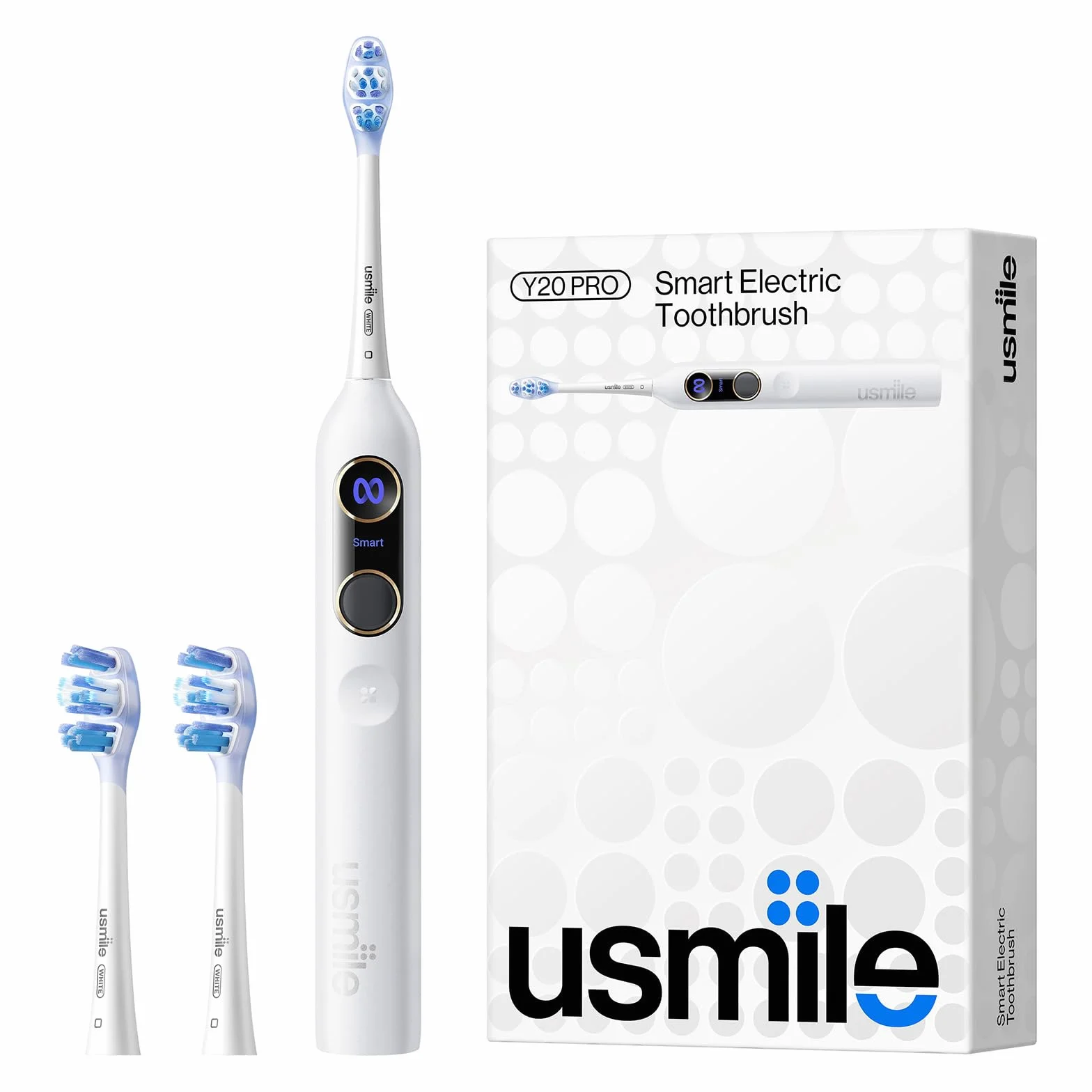 Y20PRO Smart Electric Toothbrush with APP, AM/PM Mode, White | 4 Modes, 90-Day Battery, App Control, Real-Time 3D Map, 2 Brush Heads, Rechargeable Sonic Toothbrush for Adults