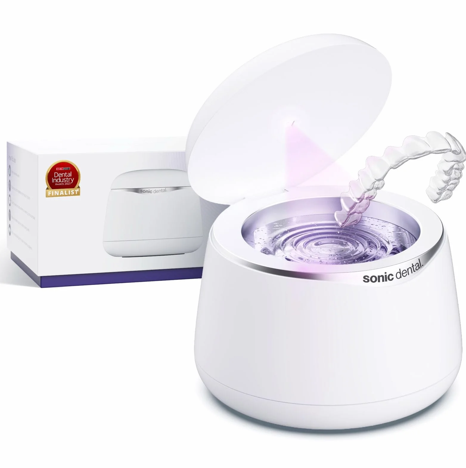 Dental Cleaning Pod, 43kHz Ultrasonic Retainer Cleaner Machine for Dentures, Mouth Guards, Braces, Toothbrush Heads, Jewelry & All Dental Appliances, FSA/HSA Eligible (Pearl White)
