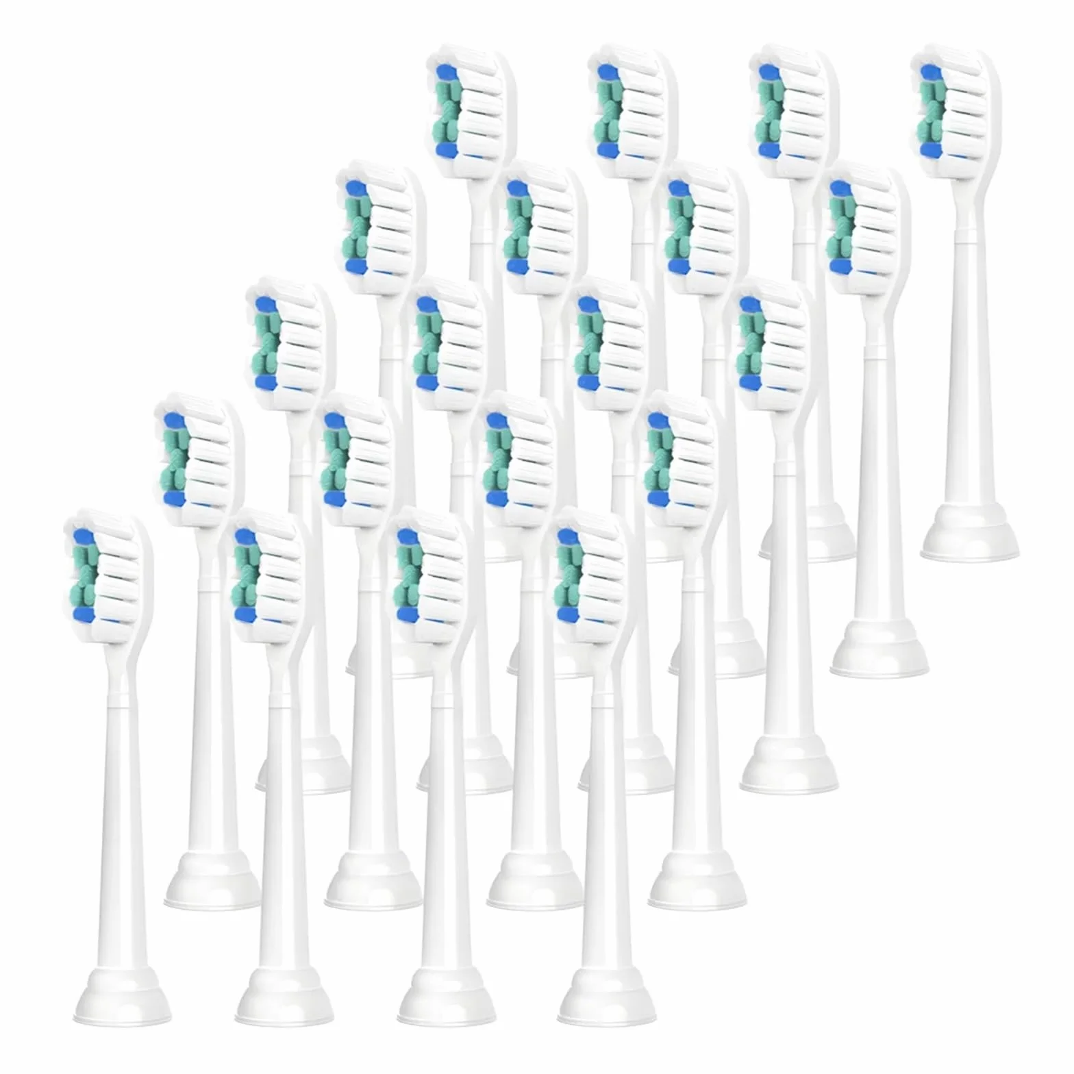 Replacement Toothbrush Heads Compatible with 1100 2100 4100 5100 5300 6100 7500 (White-20 Pcs)