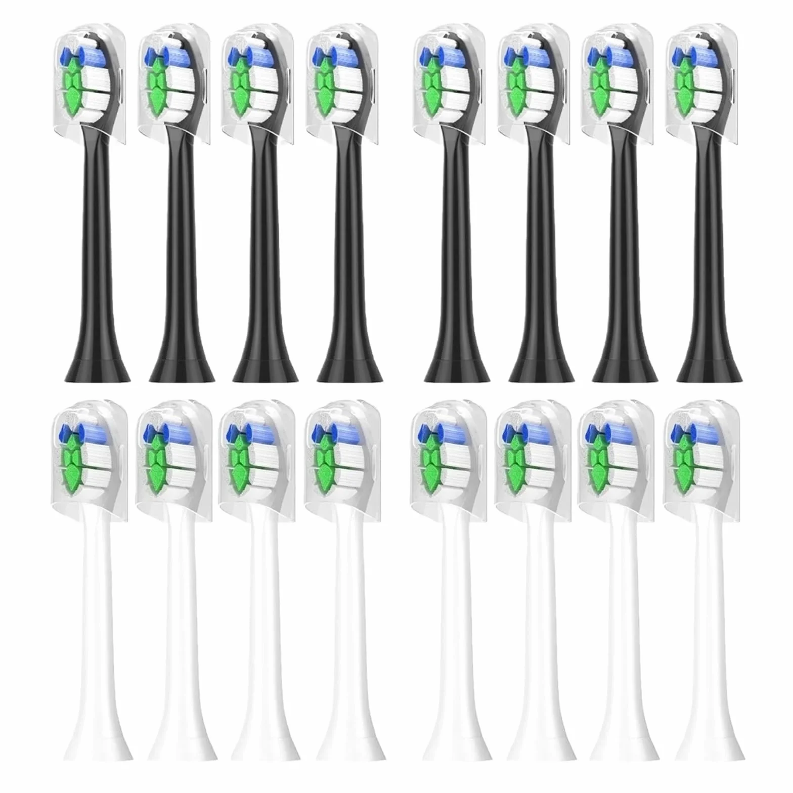 Replacement Toothbrush Heads Compatible with Refills (8White 8Black)