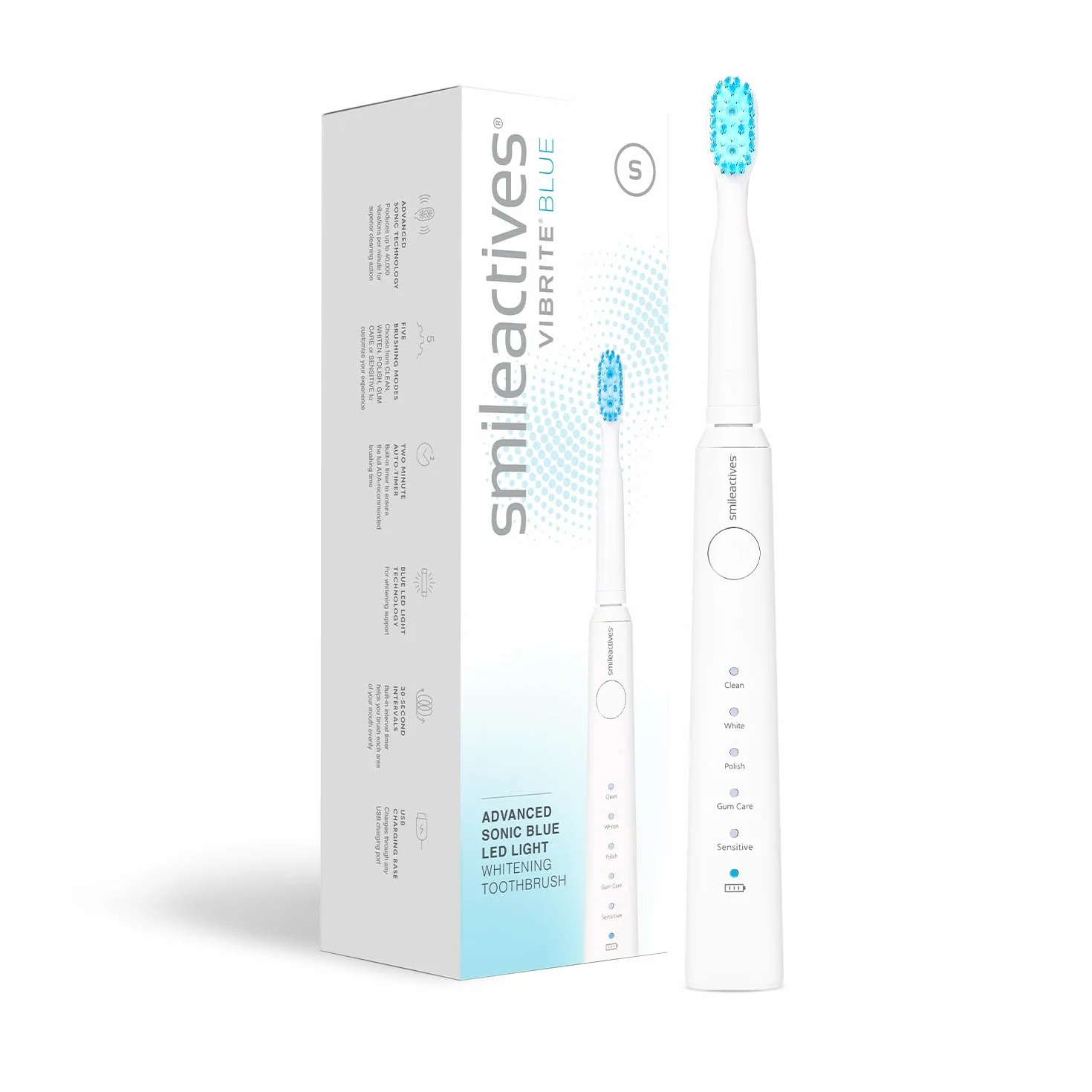 Vibrite Sonic Rechargeable Electric Toothbrush, Blue LED Light | Multiple Brushing Modes for Deep Cleaning, Whitens Teeth & Cares for Gums