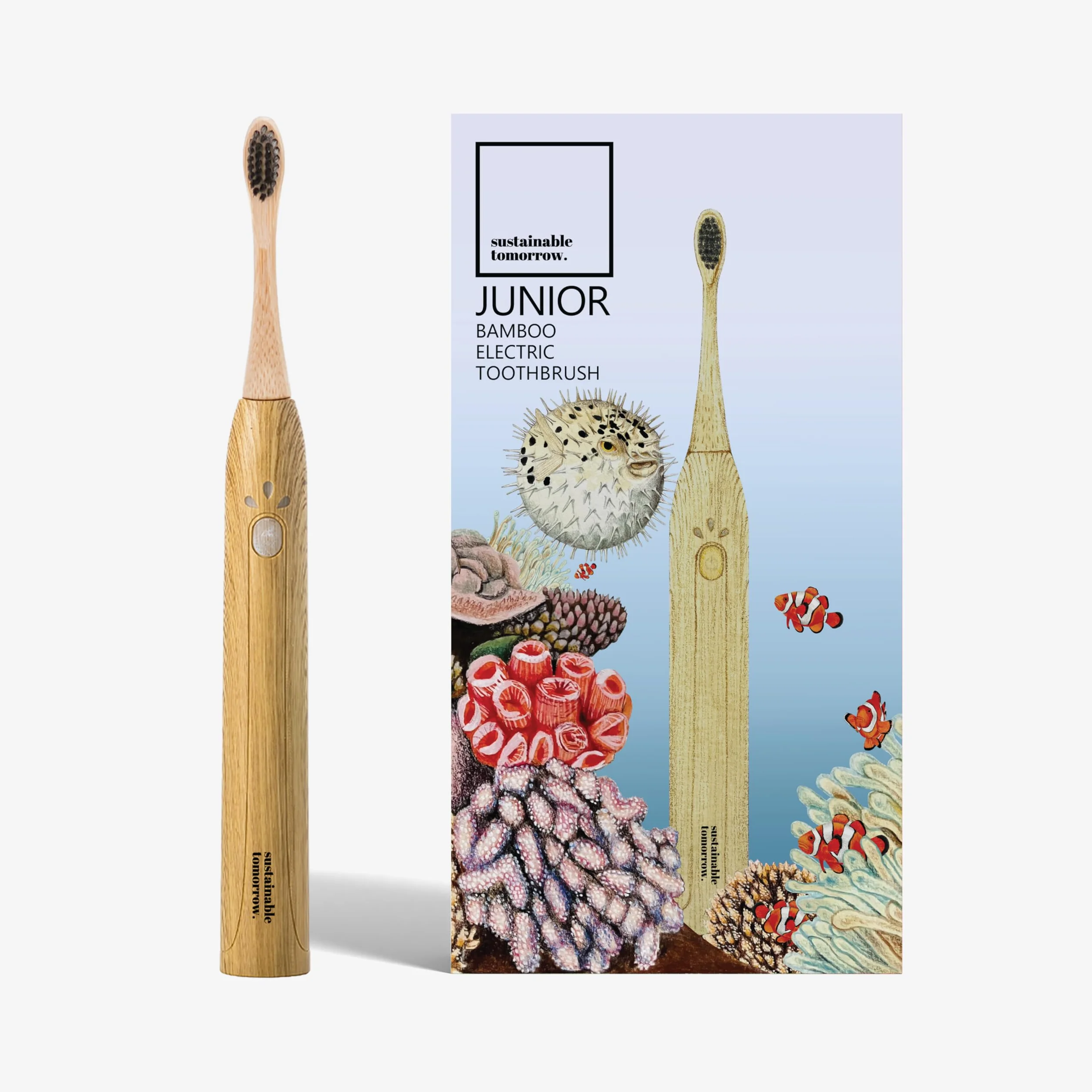 Junior Bamboo Electric Toothbrush for Kids Ages 3+ – Gentle Vibrating Toothbrush with Soft Bristles | 2-Minute Timer | Ergonomic Handle | Eco-Friendly, Plastic-Reduced Design