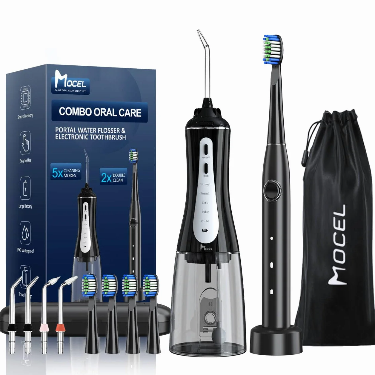 Water Dental Flosser and Electric Toothbrush Combo - Portable Oral Clean Kit for Teeth Cleaning, Braces & Gums Care