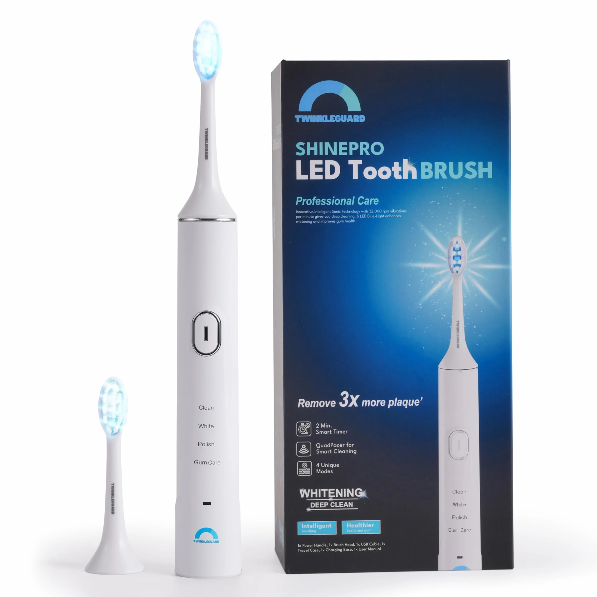 Shine Pro LED Electric Toothbrush - Advanced Whitening, Teeth Polishing & Gum Health Care