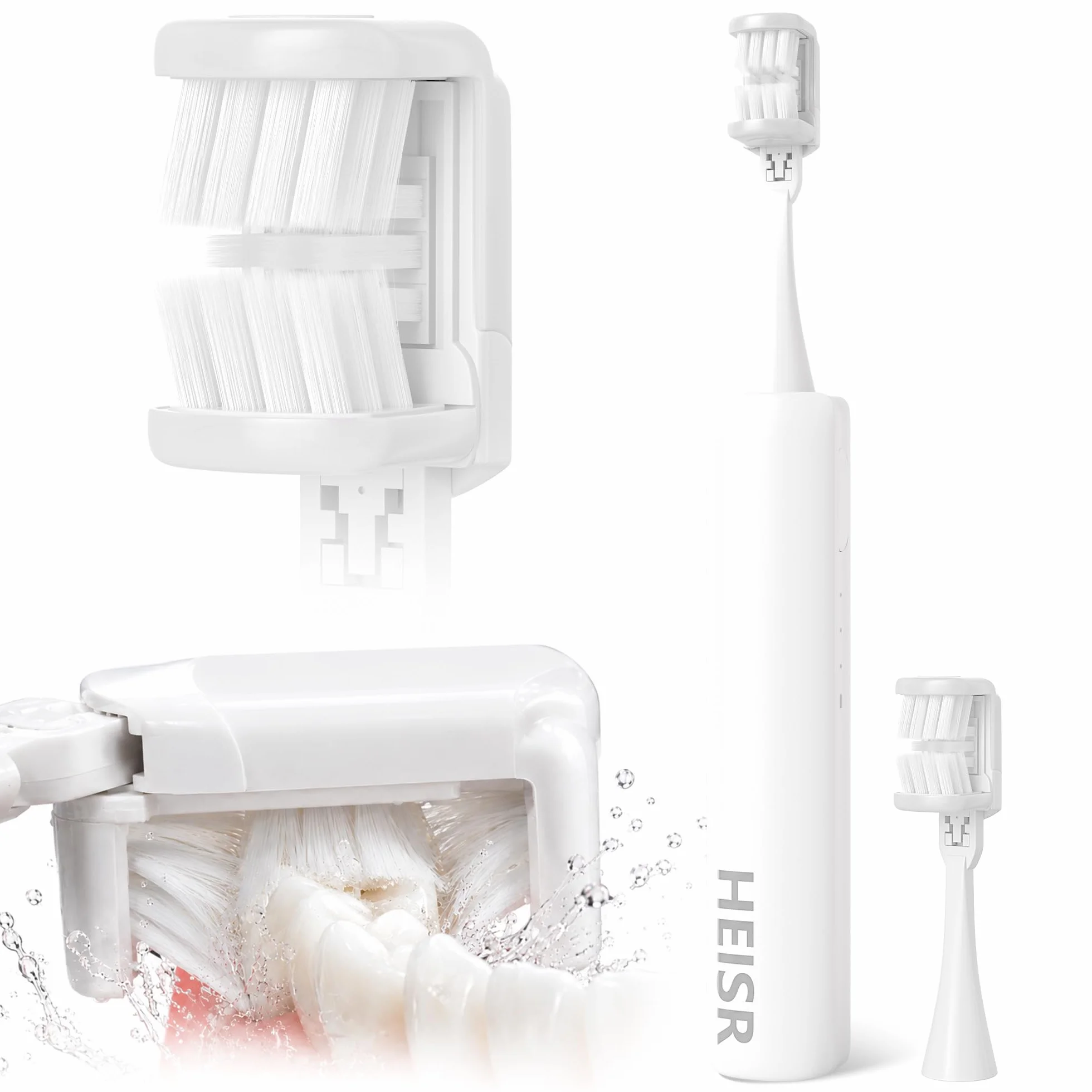 3 Sided Sonic Electric Toothbrush 3 Modes, Rechargeable, White | Patented Bass Angled Soft Bristles & 180° Rotating Head, 30-Second Clean, for Adults & Teenager, 60+ Days Battery Life