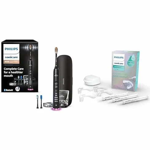 Sonicare DiamondClean Smart 9500 Electric Toothbrush (Black) + the New Teeth Whitening Kit